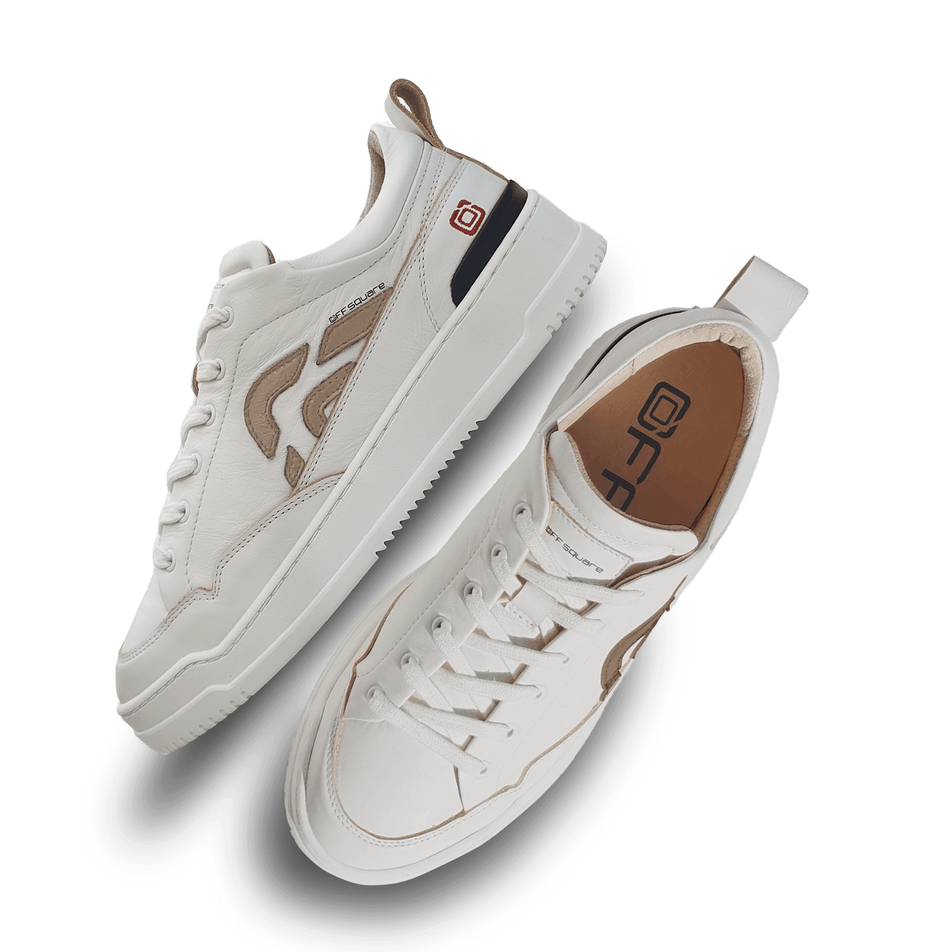 Off-Square duurzame witte unisex sneaker met beige logo