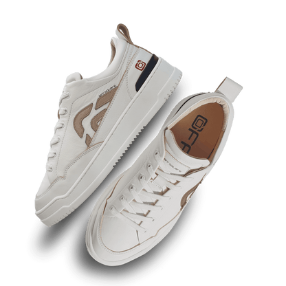 Off-Square duurzame witte unisex sneaker met beige logo