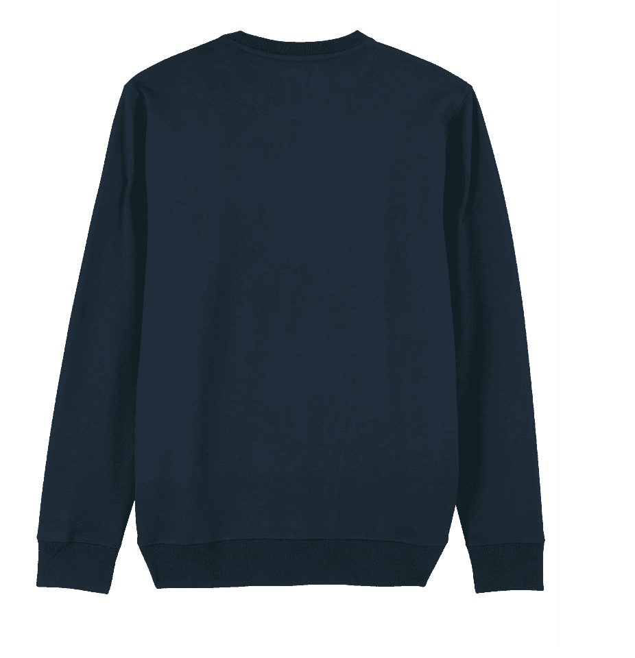 BIOKATOEN Unisex Sweater with Off Square Round Logo Basic blauw